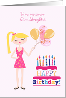 Birthday for Adult Granddaughter with Cake and Balloons card
