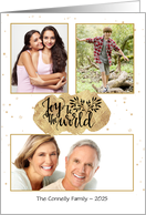 Joy to the World Three Photo Holiday card