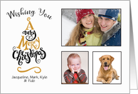 A Very Merry Christmas Three Photo Holiday Card