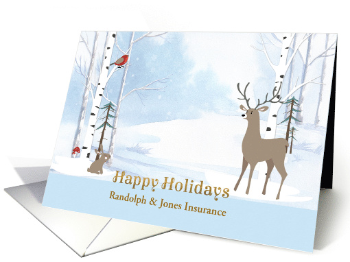 Customize Winter Woodland Animals Happy Holidays card (1533494)