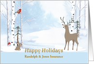 Customize Winter Woodland Animals Happy Holidays card