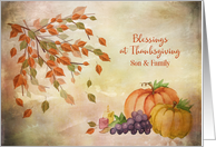 For Son & Family Thanksgiving Autumn Leaves and Pumpkins card