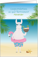 Customize Retirement Congratulations with Llama and Tropical Scene card