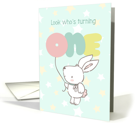 Birthday Turning One with Rabbit and Balloon card (1534002)