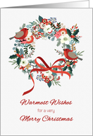 Christmas Floral Wreath with Red Birds card