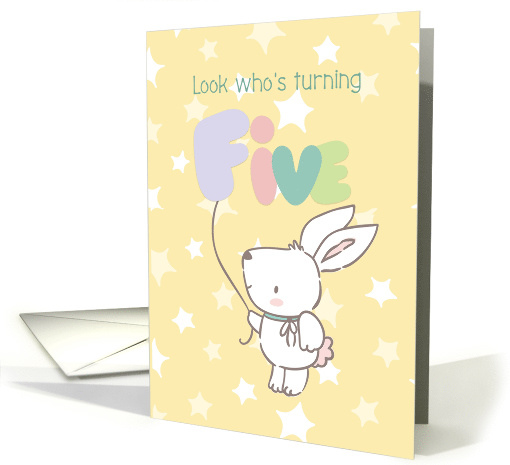 Birthday Turning Five with Rabbit and Balloon card (1534258)