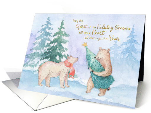 Holiday Season Winter Bears Snow Scene card (1534498)