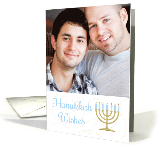 Hanukkah Wishes Menorah and Typography Photo card (1534880)