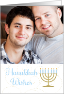 Hanukkah Wishes Menorah and Typography Photo card
