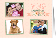 Get Well Peach Floral Three Photos card