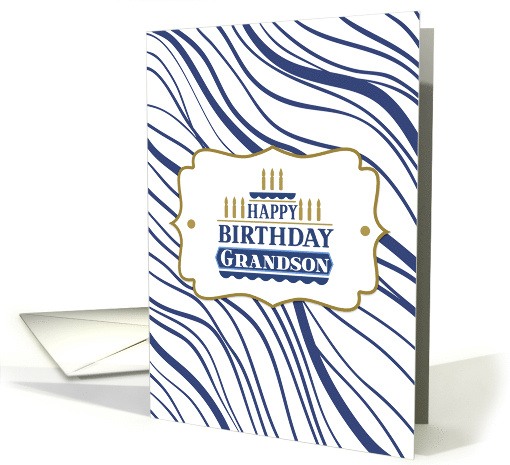 Birthday for Grandson Abstract Navy Blue Wavy Lines card (1537980)