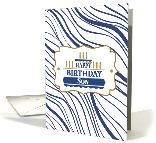 Birthday for Son Abstract Navy Blue Wavy Lines card (1537988)
