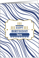Birthday for Son Abstract Navy Blue Wavy Lines card
