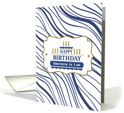 Birthday for Brother in Law Abstract Navy Blue Wavy Lines card