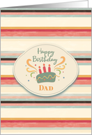 Birthday for Dad Masculine Stripes with Cake card
