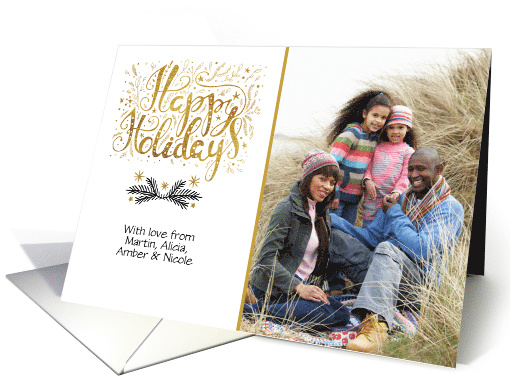 Gold Text Happy Holidays Photo card (1538216)