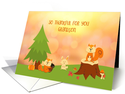 For Grandson Thanksgiving Woodland Animals card (1539600)