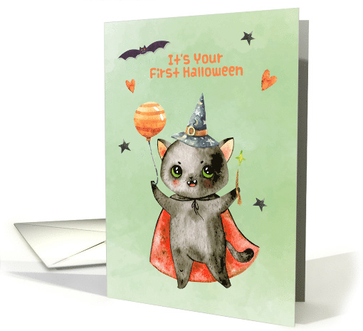 First Halloween Cute Black Cat Witch card (1539714)