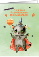 For Granddaughter First Halloween Cute Black Cat Witch card