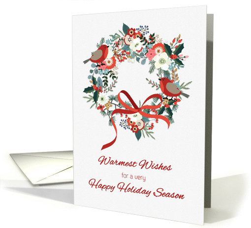 Holiday Floral Wreath with Birds card (1540814)