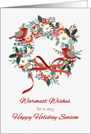 Holiday Floral Wreath with Birds card