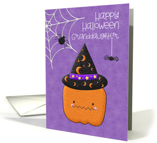 Halloween for Granddaughter Pumpkin and Spiders card (1542734)
