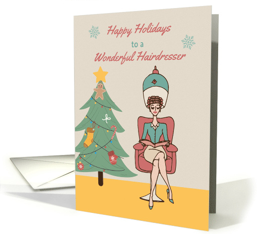 For Hairdresser Retro Salon with Christmas Tree card (1543314)