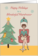 For Hairdresser Retro Salon with Christmas Tree card