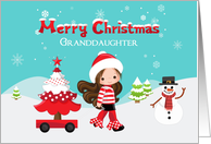 For Granddaughter Stylish Holiday Girl with Winter Scene card