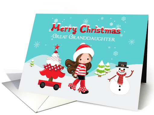 For Great Granddaughter Stylish Holiday Girl with Winter Scene card