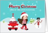 For Great Granddaughter Stylish Holiday Girl with Winter Scene card