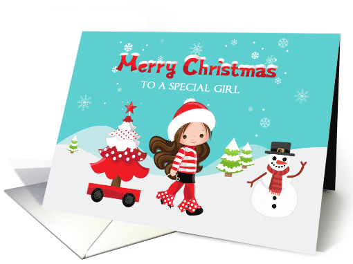 For Special Girl Stylish Holiday Girl with Winter Scene card (1544012)