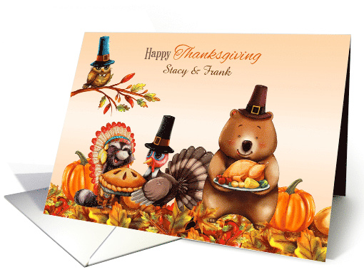 Customize Thanksgiving Autumn Animals Celebrate card (1545296)