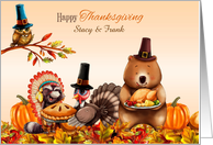 Customize Thanksgiving Autumn Animals Celebrate card