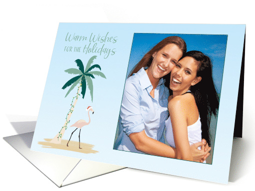 Tropical Holiday Wishes with Palm Tree and Flamingo card (1545316)