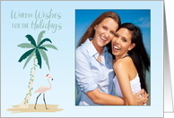 Tropical Holiday Wishes with Palm Tree and Flamingo card