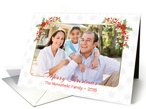 Festive Holiday Floral Corners Photo card (1545490)