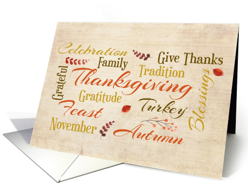 Rustic Thanksgiving Word Cloud card (1546008)