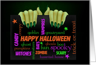 Halloween Word Cloud with Witch’s Hand card