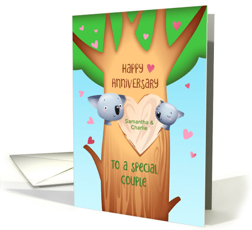 Customize Wedding Anniversary for a Special Couple Koalas in Tree card