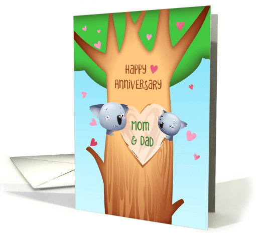 For Mom & Dad Wedding Anniversary with Koala Bears in Tree card