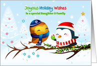 For Daughter & Family Interfaith Holiday Birds with Winter Scene card