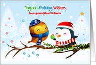 For Aunt & Uncle Interfaith Holiday Birds with Winter Scene card