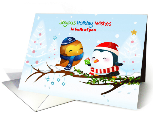For Both of You Interfaith Holiday Birds with Winter Scene card