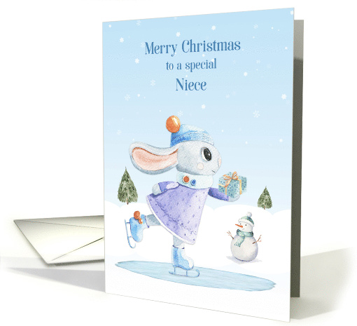 For Niece Christmas Ice Skating Rabbit with Gift card (1547562)