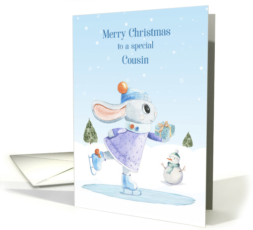 For Cousin Christmas Ice Skating Rabbit with Gift card (1547564)