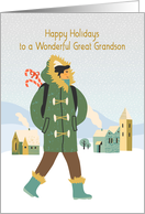 For Adult Great Grandson Happy Holidays Winter Scene card