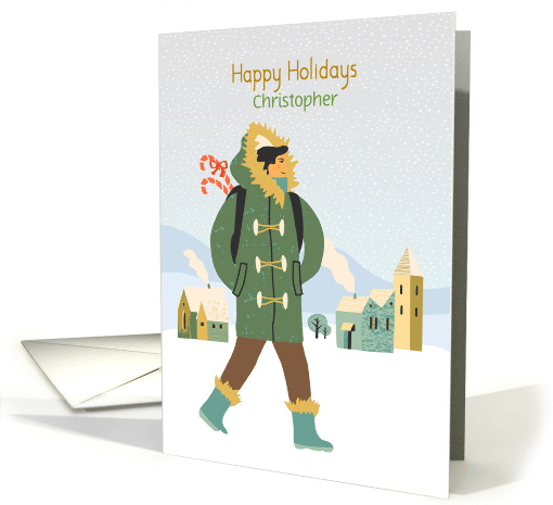 Customize for Adult Male Happy Holidays Winter Scene card (1548006)