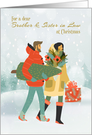 For Brother & Sister in Law Christmas Couple in Snow card