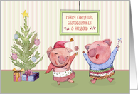 For Granddaughter & Husband Joyous Christmas Pigs card